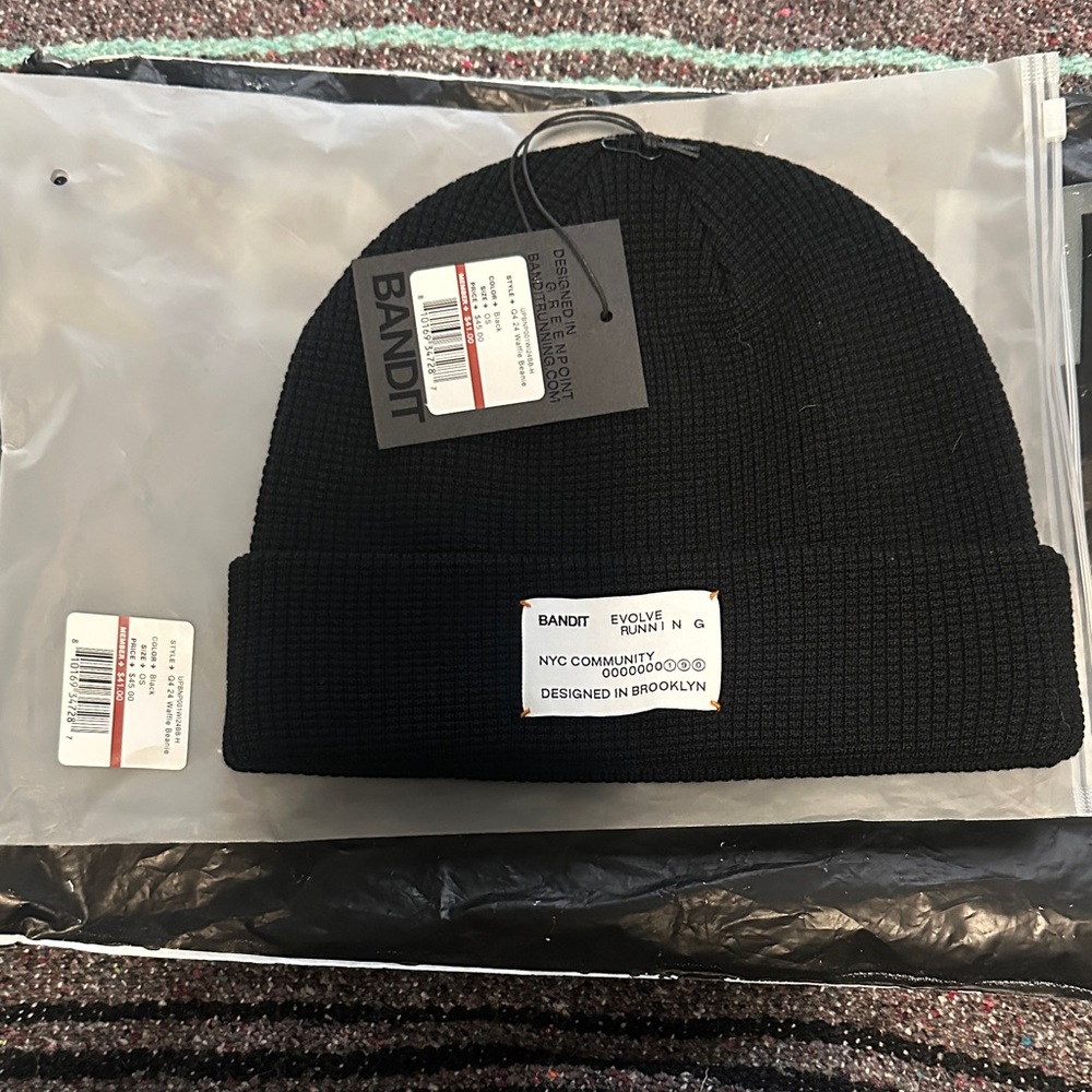 Waffle Patch Beanie - Black